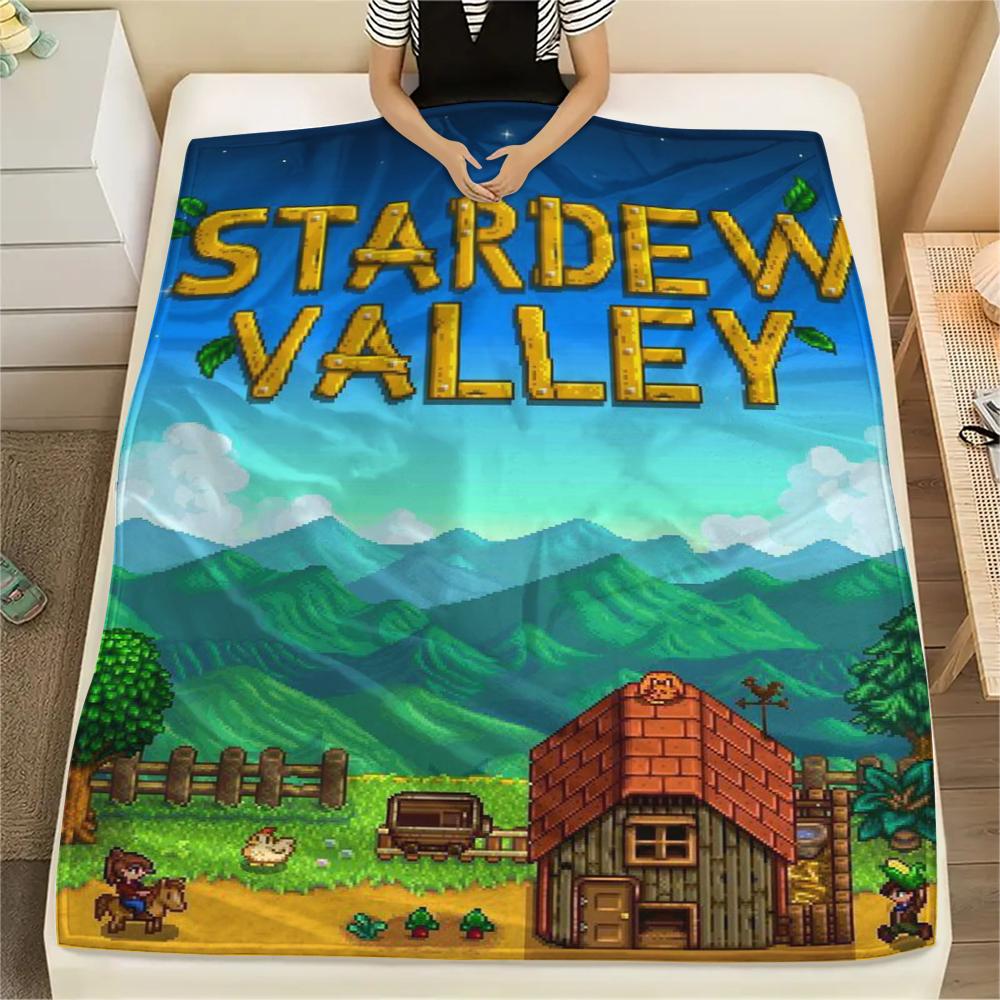 1 шт. Фланелевое одеяло с принтом Stardew Valley, Высококачественное, Удобное для всех сезонов, Домашний декор, Тепло и уют, Идеально для Рождественских подарков179