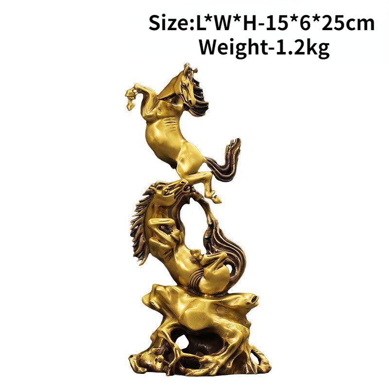 Китайский стиль латунный зодиакальный конь двойная лошадь украшения ремесла украшение для дома гостиная украшение для офиса рабочий стол