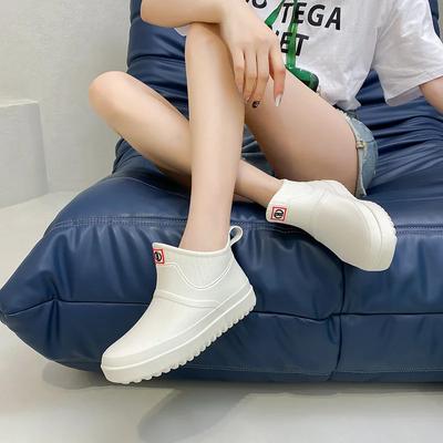 Резиновая обувь, женские непромокаемые резиновые сапоги, трендовые галоши до щиколотки, женские повседневные туфли на плоской подошве, рабочие туфли для пар, Botas De Lluvia