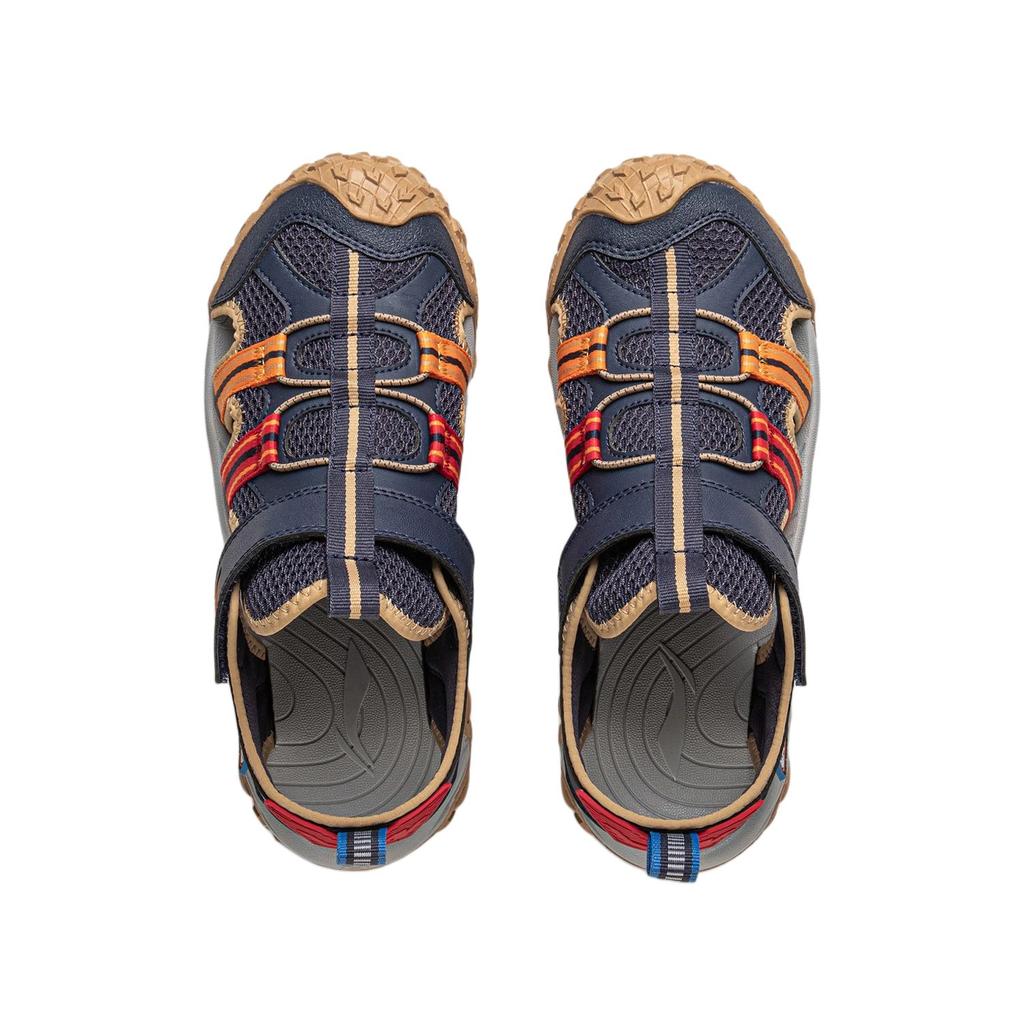 Li Ning Kids Sports Lifestyle Synthetic Leather Comfortable Versatile Non-Slip Wear-Resistant Low-Top Sandals Kids Sandals Blue YKUV014-1