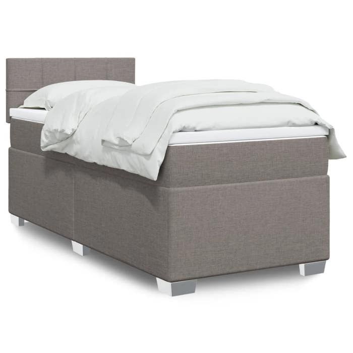Maison Exclusive - Sommier à lattes de lit avec matelas Taupe 90x190 cm Tissu