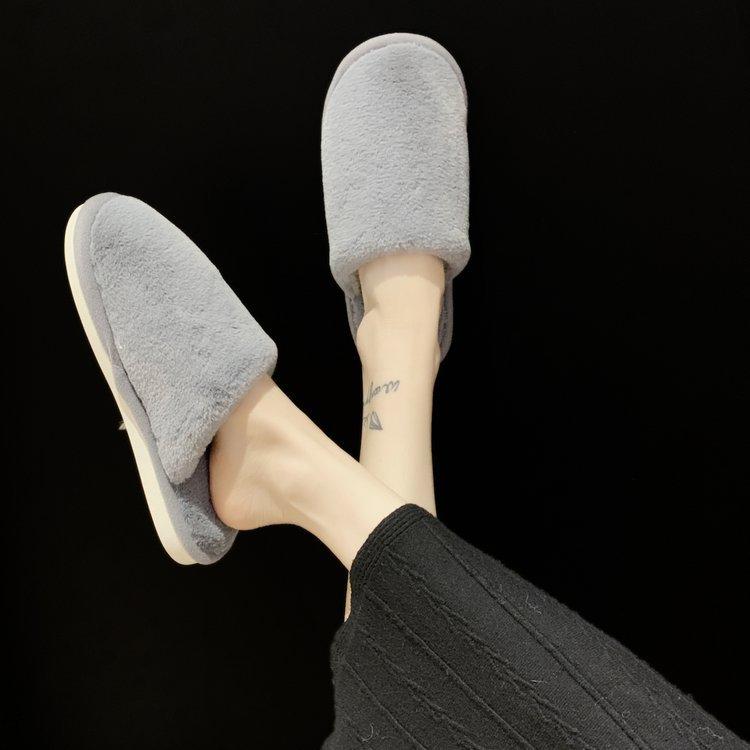 Men's and Women's New Slippers for Autumn and Winter Couples Shoes Indoor Soft Bottom Plush Cotton Drag Warm Large Size