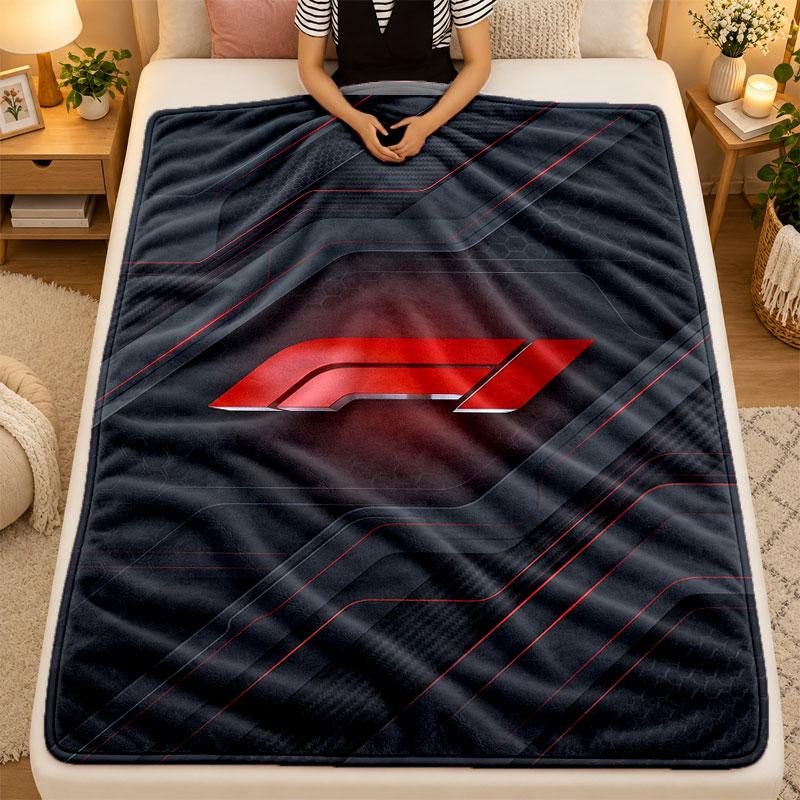 Flannel BlanketF1 Warm Soft Throw Blanket for Indoor Sofa Bed Living Room Use