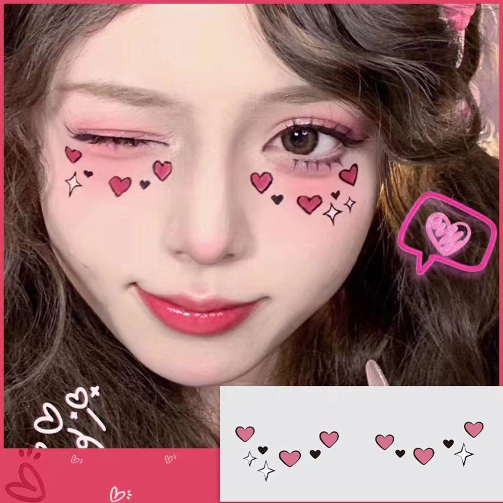 Sweatproof Decorative Stickers Disposable Blush Face Patch Sweet Temporary Tattoo Sticker Make Up