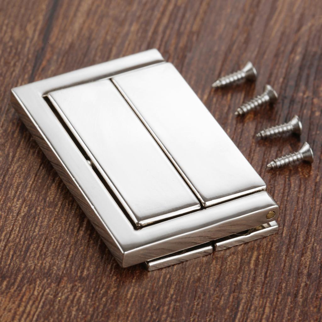 DRELD 2 Pcs Gold/silver Box Hasp Lock Toggle Latch Latches for Jewelry Box Suitcase Buckle Clip Clasp Furniture Hardware +Screws