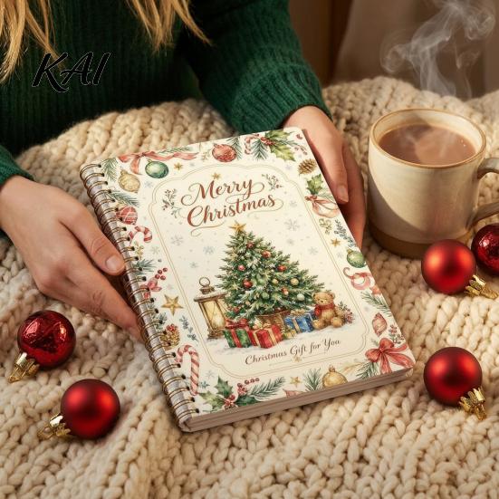 Thoughtful Present for Teachers Christmas Gift Card Book, DIY Spiral-Bound Merry College Survival Handwritten Wish Keepsake Kit, 10-Page Greeting Book