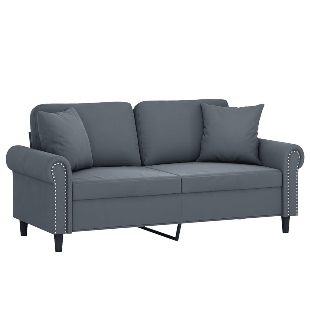 Vidaxl 2-Osobowa Sofa Z Poduszkami, Ciemnoszara, 140 Cm, Aksamit