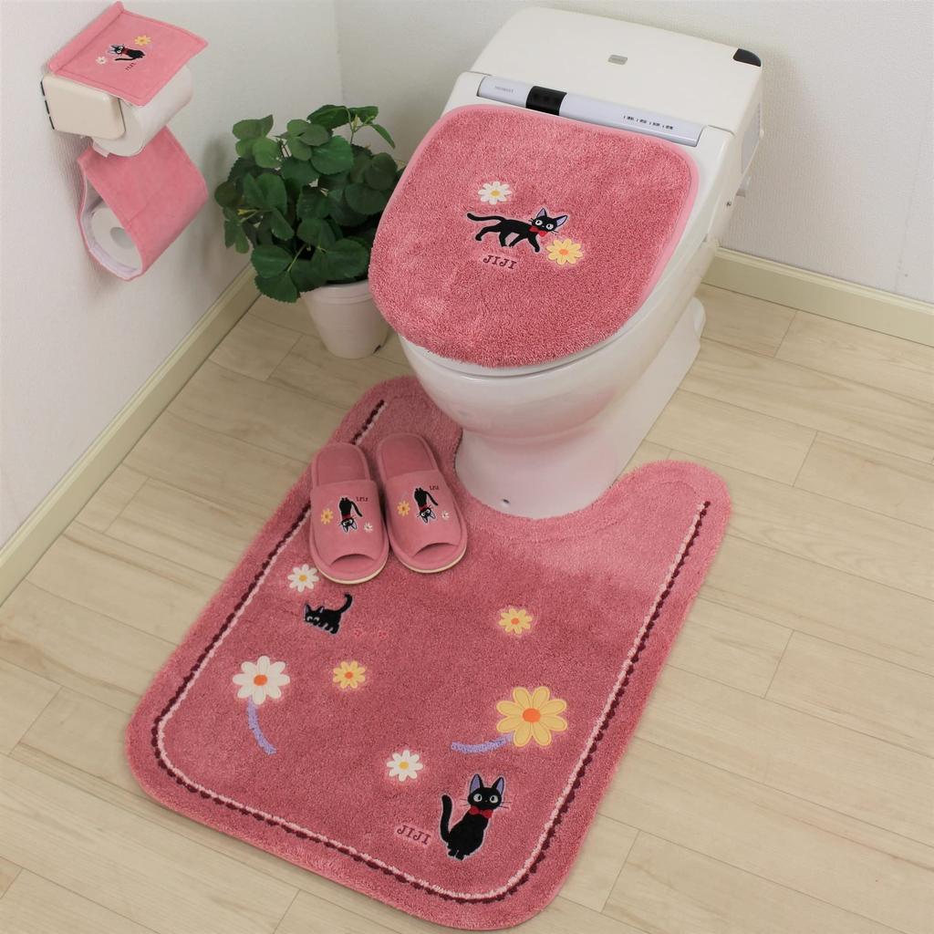 Служба доставки Сэнко Прогулка среди цветов Туалет Примерно 80 x 60 Персонаж Студия 12766 Коврик Кики, см, Розовый, Джиджи, Кот, Гибли,