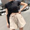 Casual Linen Shorts Women Gym Workout Shorts Pants High Waisted Black Ladies Short Femme Women Shorts Sport Femme
