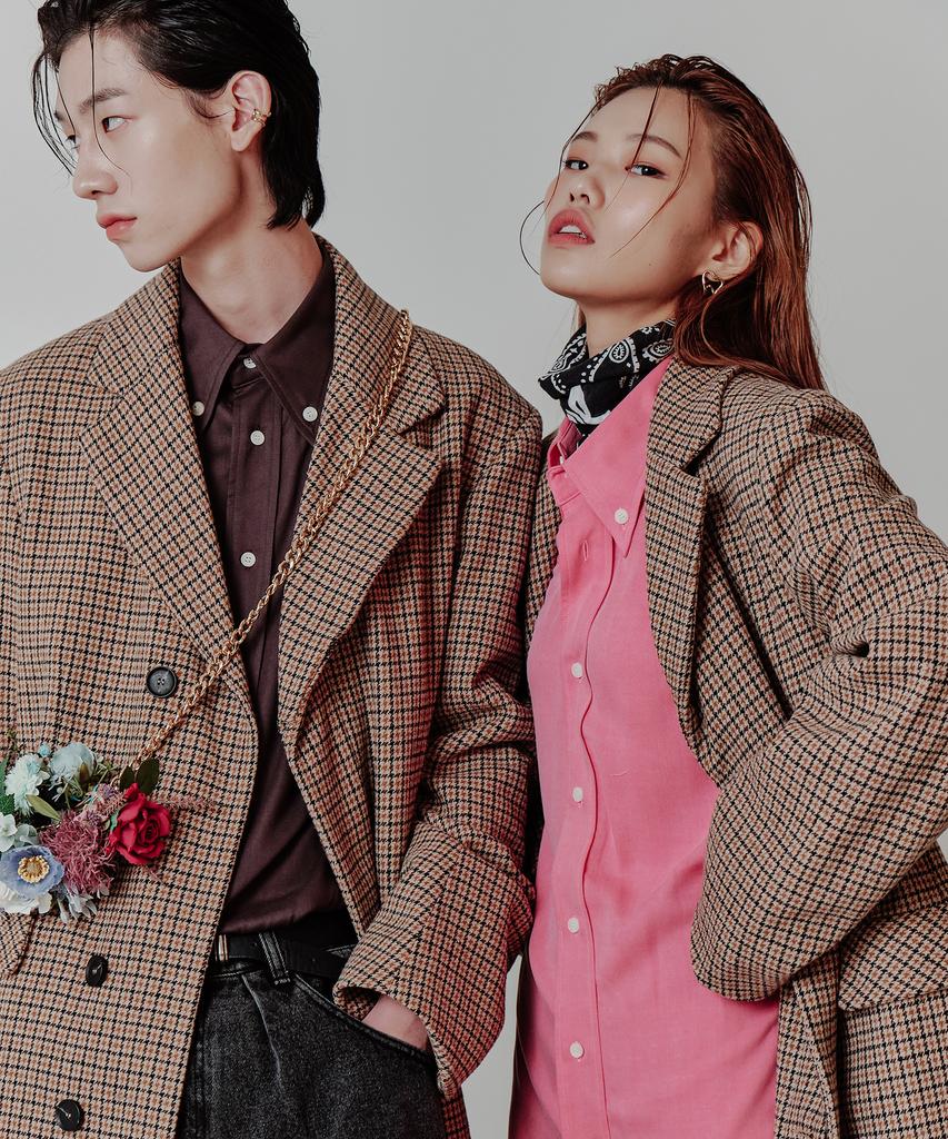 Wavegun Retro Check Long Coat Beige