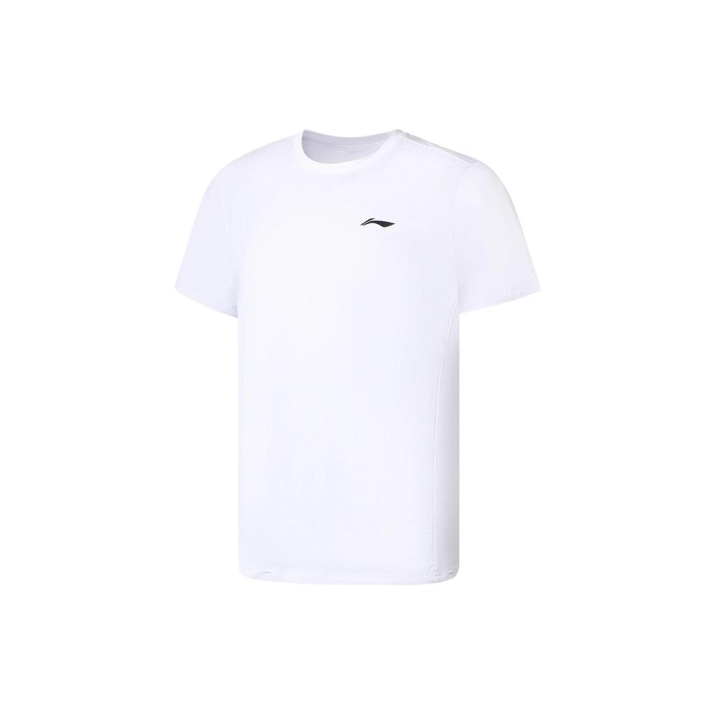Li-Ning Быстросохнущая однотонная футболка с круглым вырезом, мужские топы, белая ATSS069-11