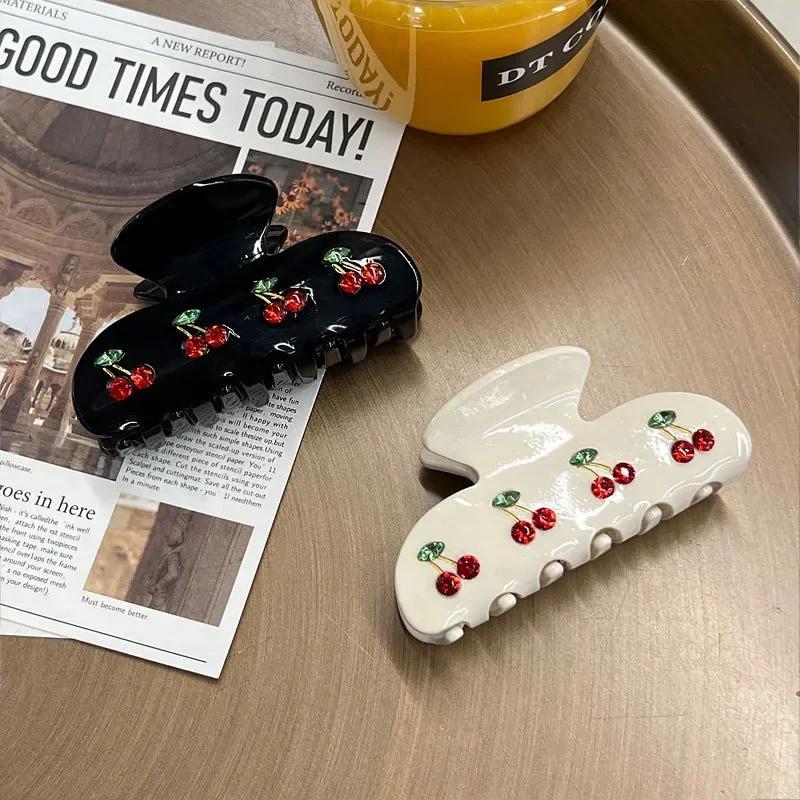 Винтажная 8 см фруктовая вишня кристалл волос коготь для женщин корейский элегантный ацетат коготь клип популярные заколки для волос аксессуары для волос