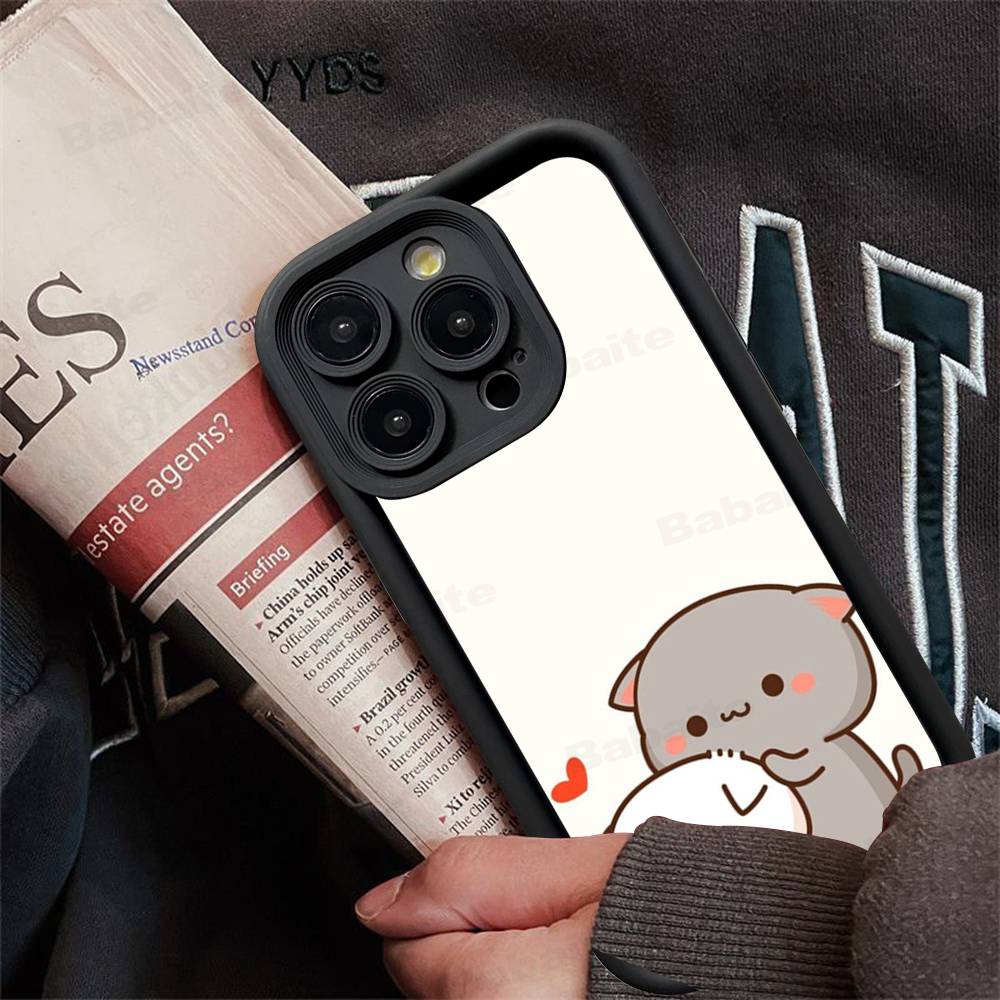 Cartoon Cute Cats Silicone Soft Phone Case For iPhone 17 16 14 13 12 11 15 Pro Max Plus Air Cover