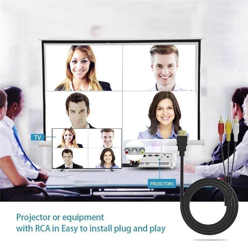 AA58 HDMI-совместимый к RCA Кабель, 1080P 5 футов / HDMI-совместимый штекер на 3 RCA Видео Аудио AV Кабель Разъем Адаптер для ТВ HDTV