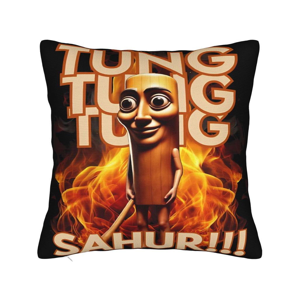 Pillow Case Tung Tung Tung Sahur John Pork Meme Brainrot Design  Pillow Cover For Office Car Home Decor Novelty Pillowcases