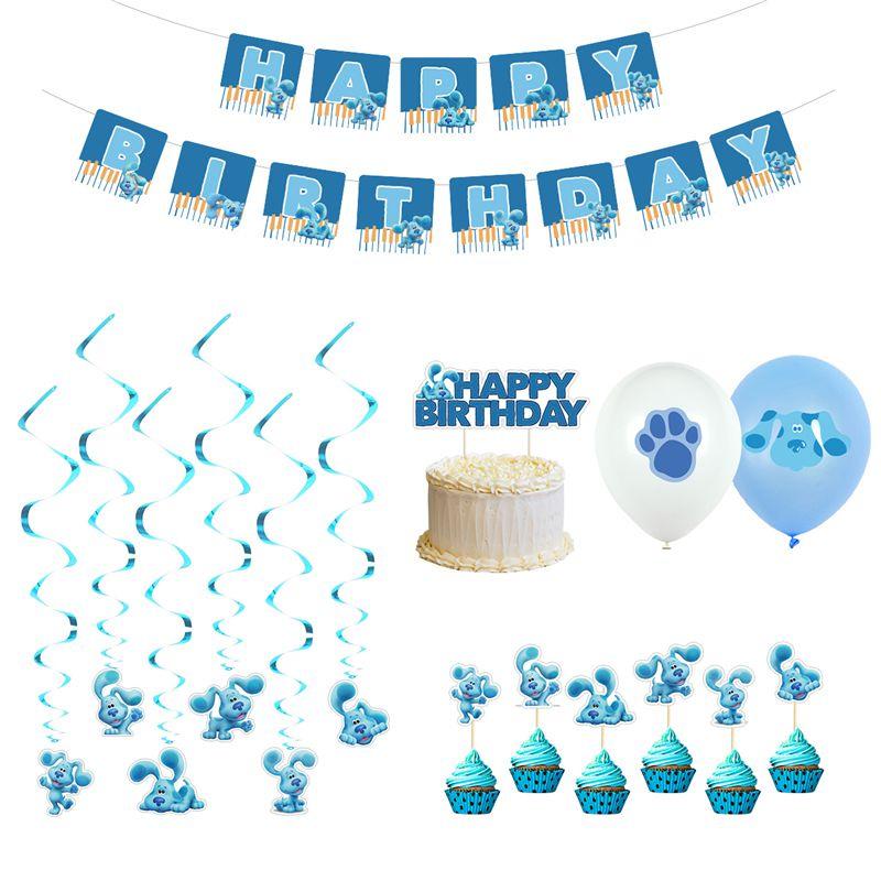 Cheerful Blue's Clues Birthday Party Decoration Set Featuring Colorful Cake Toppers And Swirls