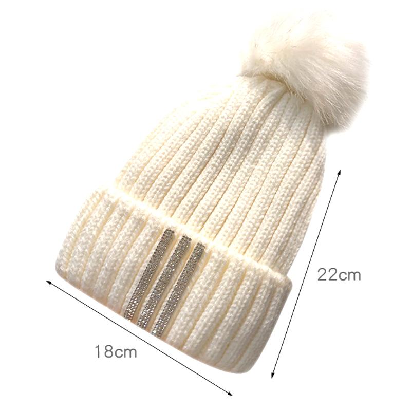Зимние женские шапки-бини, шапки-бини из искусственного меха для мам и детей, шапки для девочек и мальчиков, теплые вязаные помпоны, женские шапки для подростков и девочек, шапки-бини