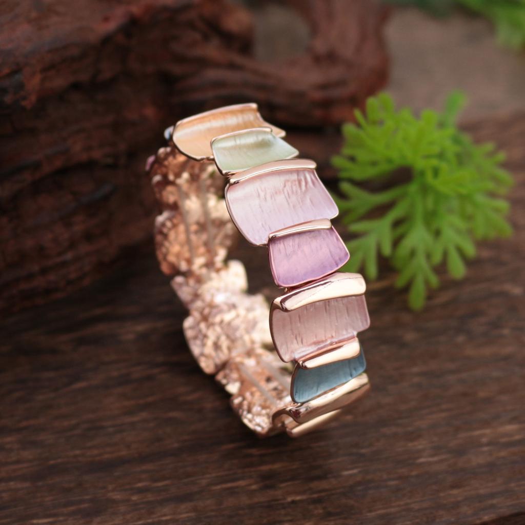 Цветная живопись маслом геометрический квадратный эластичный браслет, женский персонализированный простой геометрический универсальный браслет