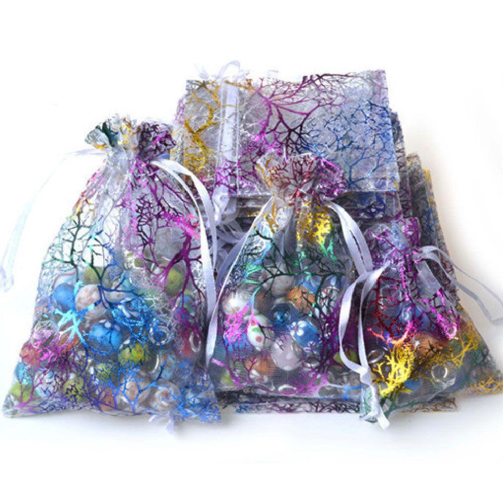 Packaging Pouches Wedding Favor Wrapping Supplies Hot Stamping Organza Bag Drawstring Candy Pouch