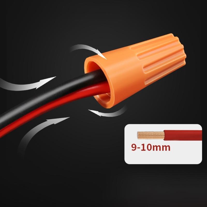 Соединители для проводов с стальной пружиной для стабильного соединения 300 шт. Легко закручивающиеся ребристые колпачки для электрического соединения проводов