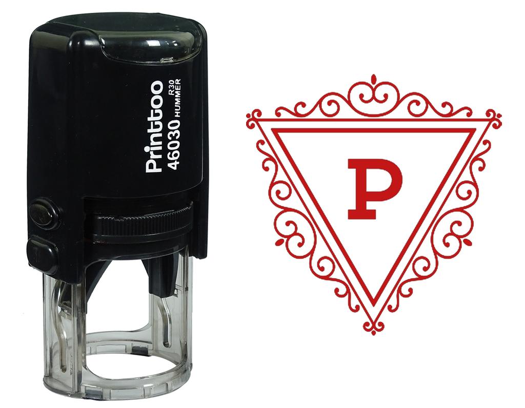 Printtoo P Алфавит Вихревой Граница Треугольник Монограмма Начальная Самостоятельная Чернильная Резиновая Штамп Офис