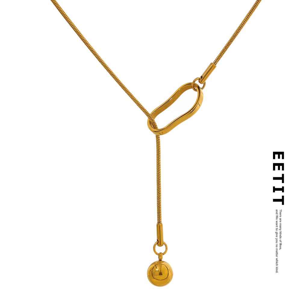 Eetit Stainless Steel Bead Geometry Pendant Collar Necklace for Women