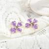 Elegant Purple Enamel Oil Flower Earrings for Women Trendy Single Layer Blooming Gardenia Flowers Stud Earrings Jewelry Gift