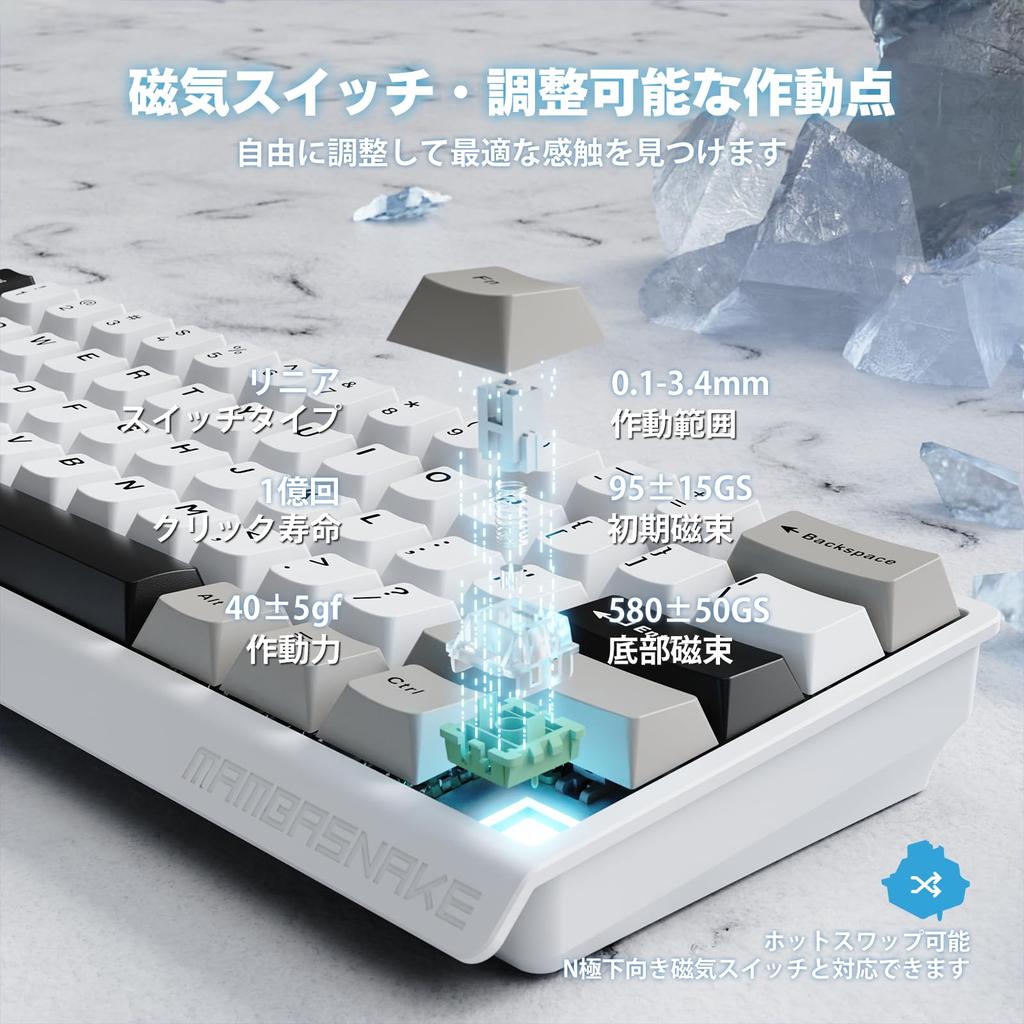 MAMBASNAKE X60HE Игровая клавиатура с быстрым триггером RT, магнитная, 8000 Гц опрос, беспроводная, HE SnapKeys, без мертвых зон, 60 PBT, для витого кабеля, прямое соответствие стандартам