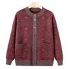 Middle-aged and Elderly Sweater Coat Foreign Grandma Autumn Cardigan Coat Autumn and Winter New Mother Round Neck Sweater