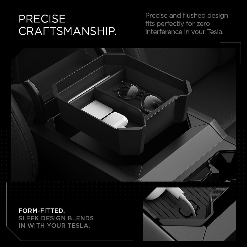 Spigen Center Console Organizer Tray Designed for Tesla Cybertruck Accessories 2026/2025/2024/ (Top) (Carbon Edition)