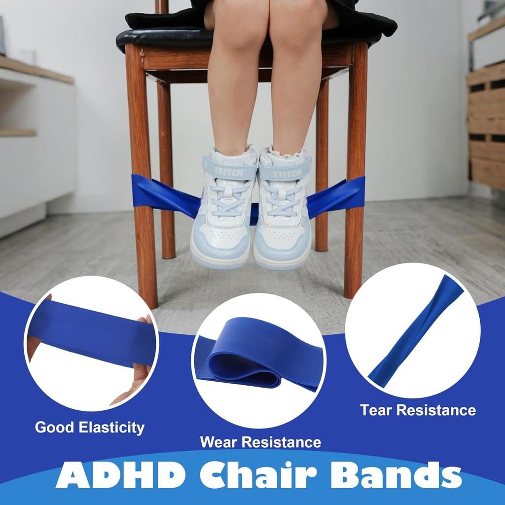 6 PCS Chair Bands With Fidgety Feet Colorful Chair Fidget Bands Desks Stretch Foot Band for ADHD Sensory Flexible Band Classroom Home Chair Fidget