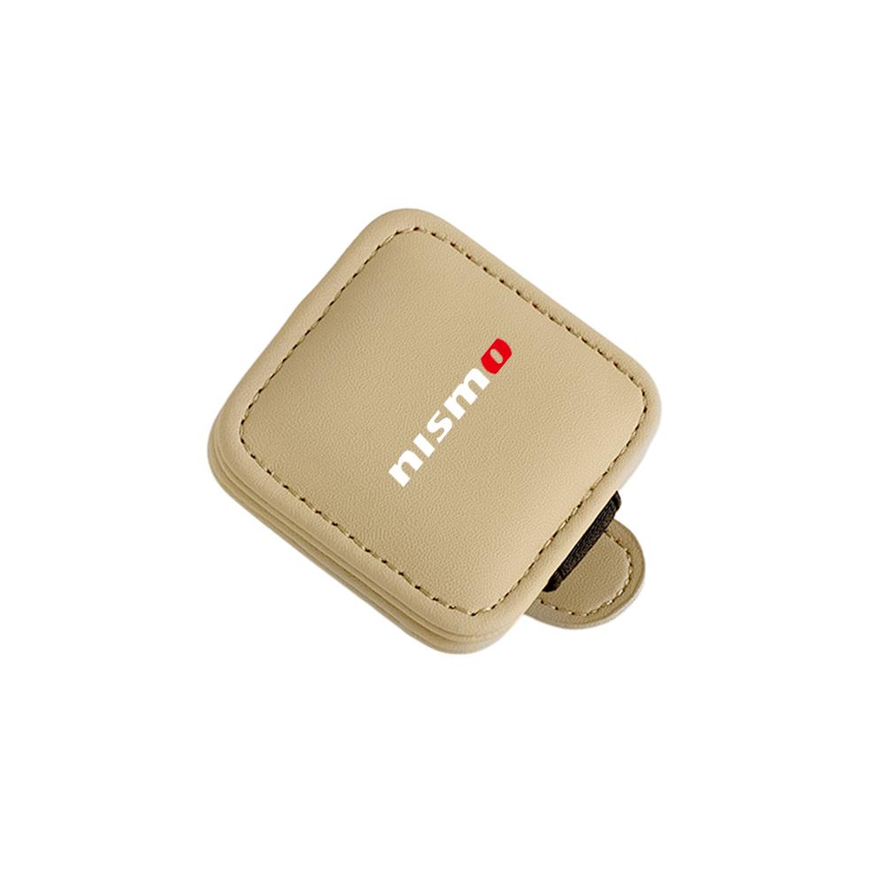 ATM4 Hub Cap Nissan Car Glasses Clip PU Leather Magnetic Visor Sunglasses Clip For Nismo Xtrail 1 Almera Qashqai J11 Juke Rogue Note