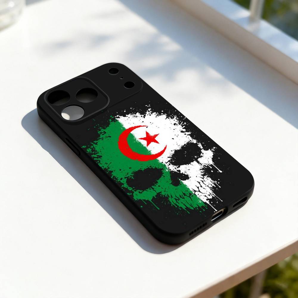 Algeria Flag Cool Phone Case For iPhone 17,16,15,14,13,12,11,Pro,Max,Plus,E,SE4,Air,Mini Black Soft Cover