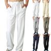 Men's Linen Cotton Trousers, Summer Loose Lightweight Casual Linen Trousers, Men's Casual Home Comfort Trousers