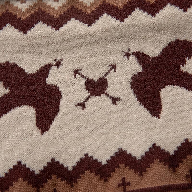 UNIFREE Boho Off-Shoulder Fair Isle Knit Sweater