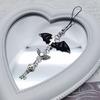 Bow-Love Keychain Crystal Y2k Beaded Phone Lanyard Strap Guitar Charm Cross-Pendant Phone Chain Anti-Lost for Women Girl