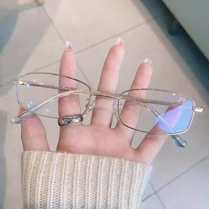 Винтажные очки Y2K Металлическая оправа Полуободковые Без линз Шикарные очки для девочек для косплея, вечеринки, украшения, Металлические очки для фотографии