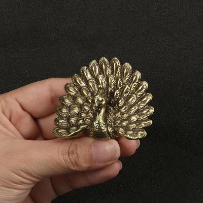 Латунная статуэтка павлина, винтажная фигурка животного, настольное украшение, ремесла, домашний декор