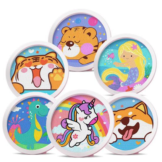 1 Set Kids DIY Diamond Painting Cartoon Pegasus Mermaid Tiger Dinosaur Dog Pattern