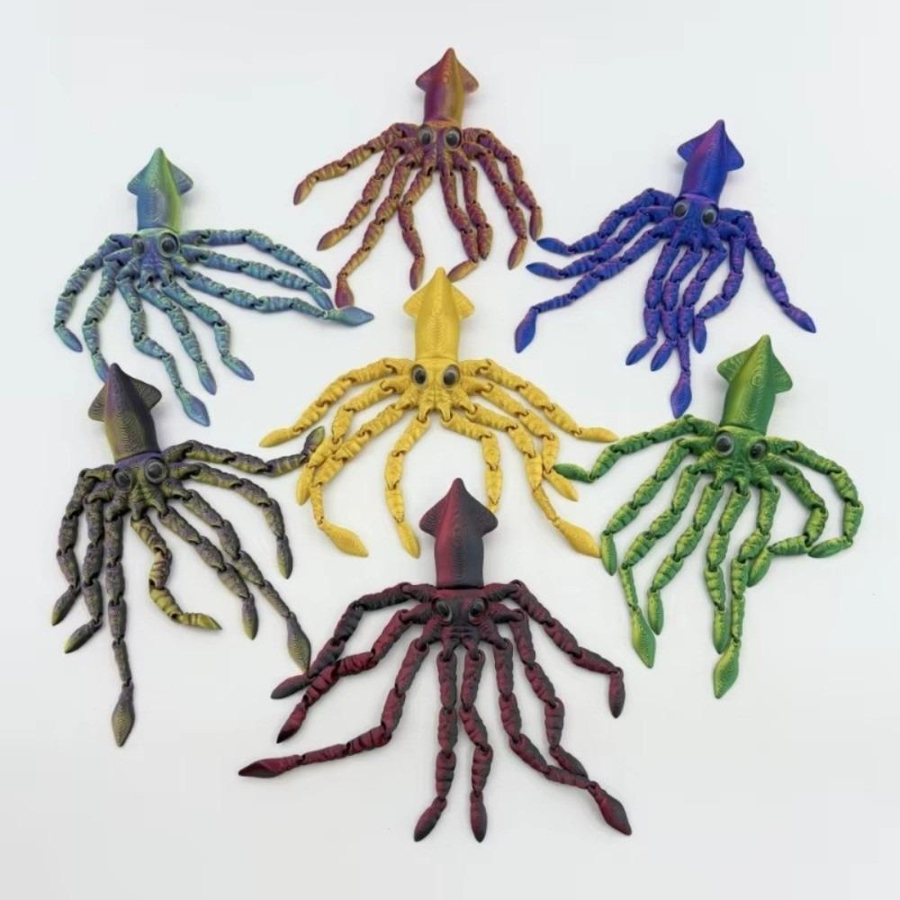 Action Figures 3D Printed Model Toy Movable Joints Octopus Model New Squid Model For Kids Gift