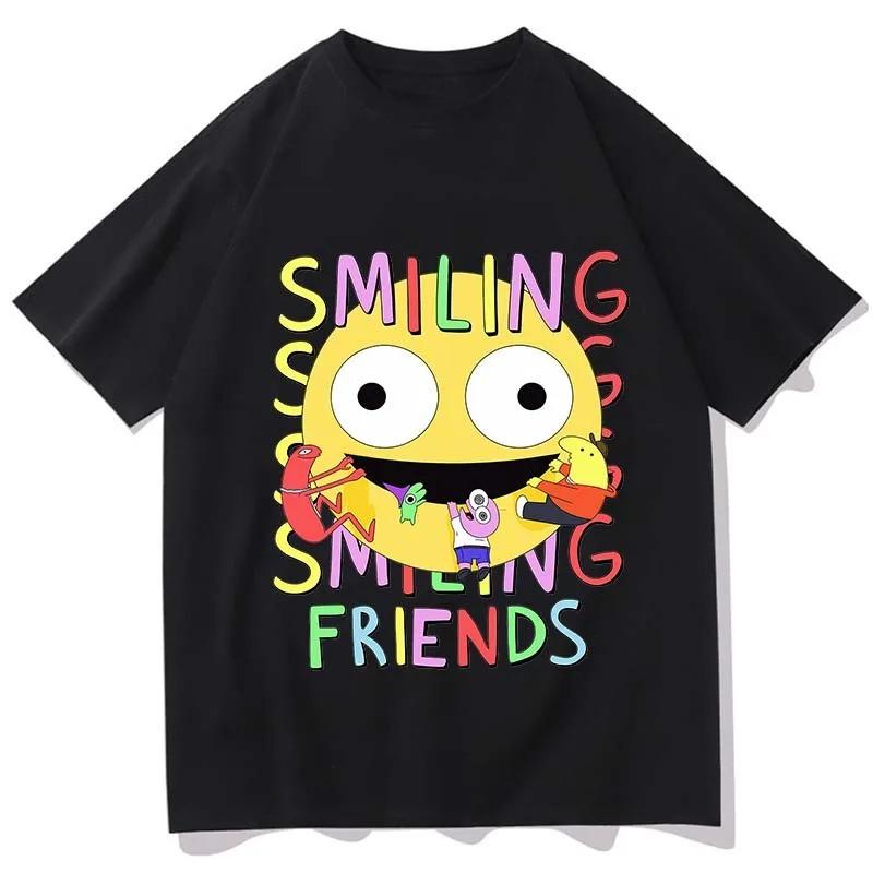 Smiling Friends Cartoon Print Tshirt Comfortable Women Women Summer Teeshirt Casual Tshirts Unisexga Funny Tees Graphic T Shirts