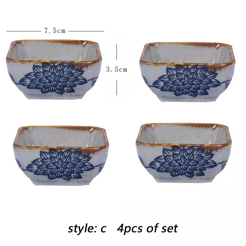4 шт. японская керамическая квадратная соусница, набор, винтажная приправа для соевого соуса, бытовая посуда для соуса для суши, закуски, столовая посуда