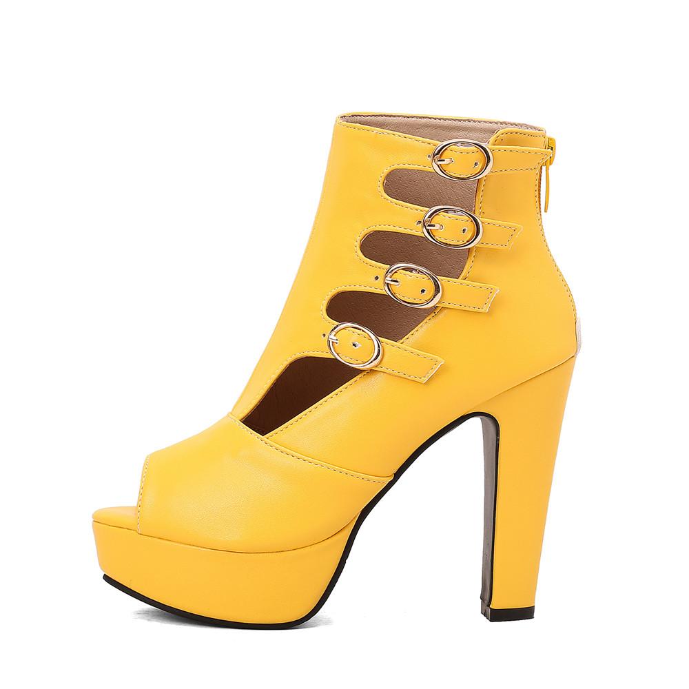 Fashion 2025 New Summer Peep Toe Boots Women's Sandals Back Zipper Metal Hollow High Heel Sexy High Heel Shoes Party Sandales Femmes