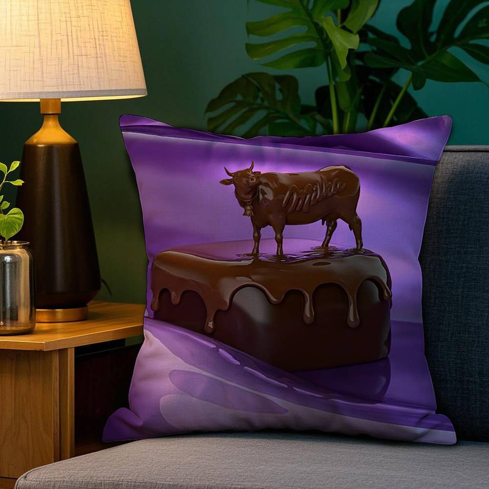 Смешная фиолетовая наволочка Milka, плюшевая ткань, мягкая, с двусторонним принтом, чехол на диванную подушку, наволочки для декоративных подушек