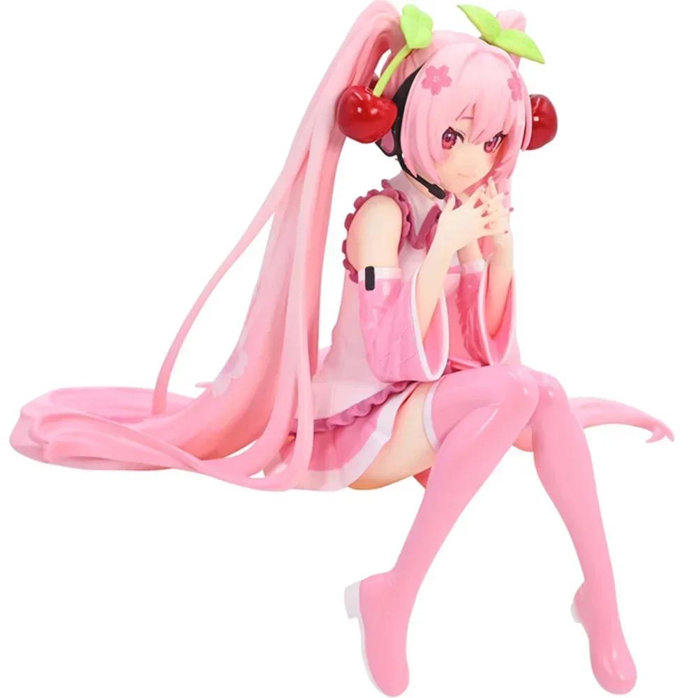 12cm Hatsune Miku Anime figure Pink Dress PVC Model Action Toys Cherry Pink Cherry Blossom Decoration Collect for Birthday Gift