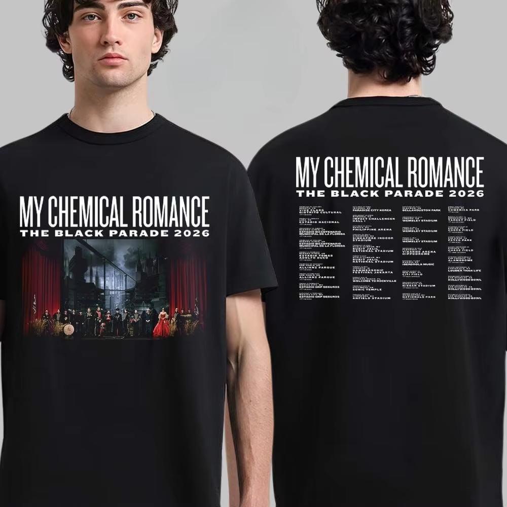 My Chemical Rounisexce The Black Parade Принт Футболка Красный Стул Арт Эмо Рок Уличная одежда Повседневная Унисекс