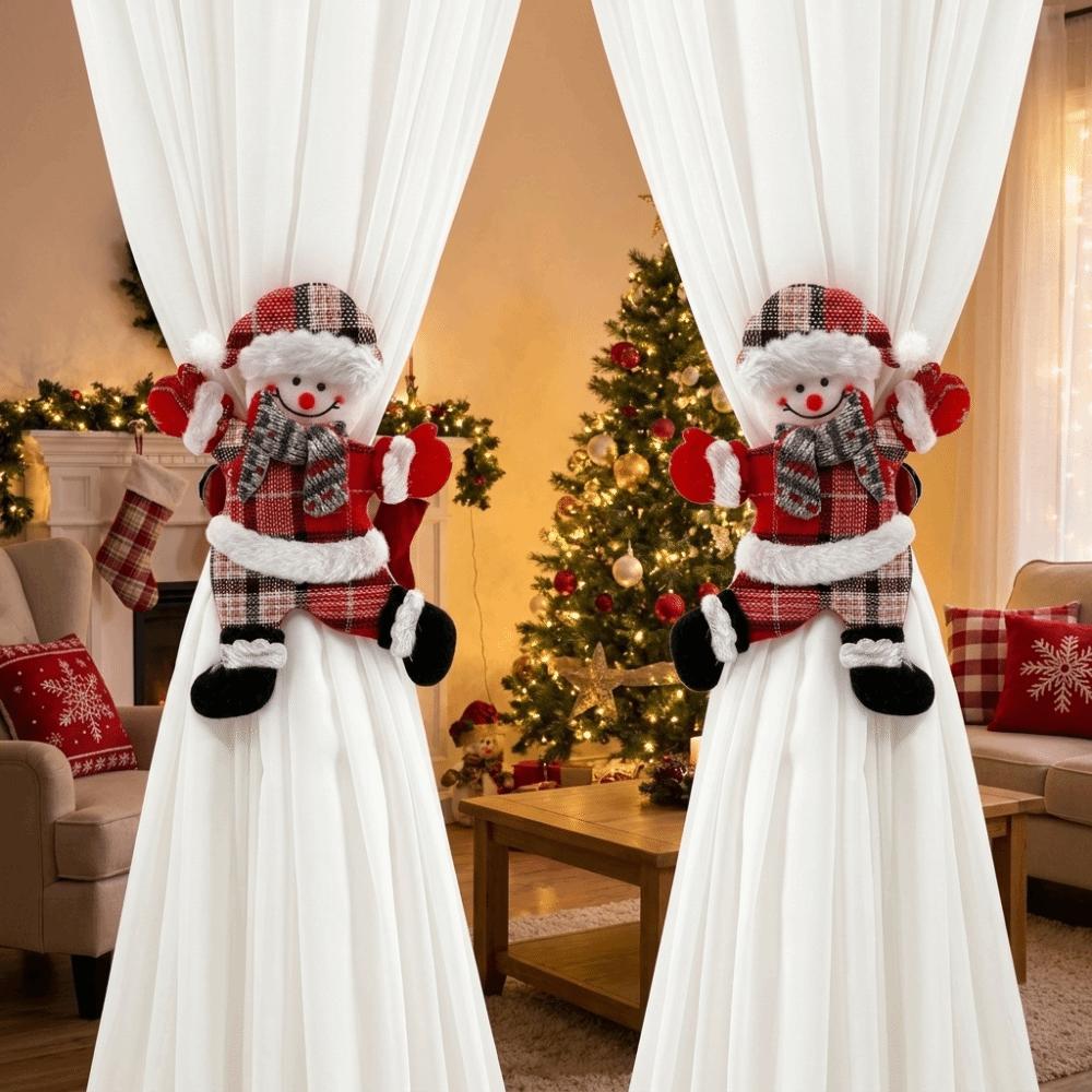 2pcs/set Felt Snowman Curtain Holder Cartoon Doll Window Curtain Fastener Living Room