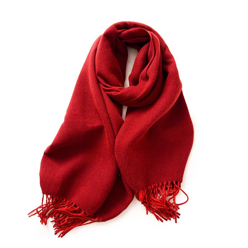 Double-Sided Solid Color Macaron Scarf For Women, Imitation Cashmere Tassel To Keep Warm In Winter