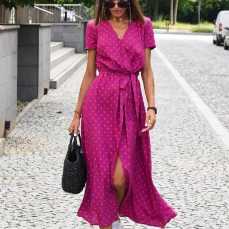 GMXIA Женские модные летние весенние однотонные повседневные платья с v-образным вырезом и короткими рукавами и высокой талией