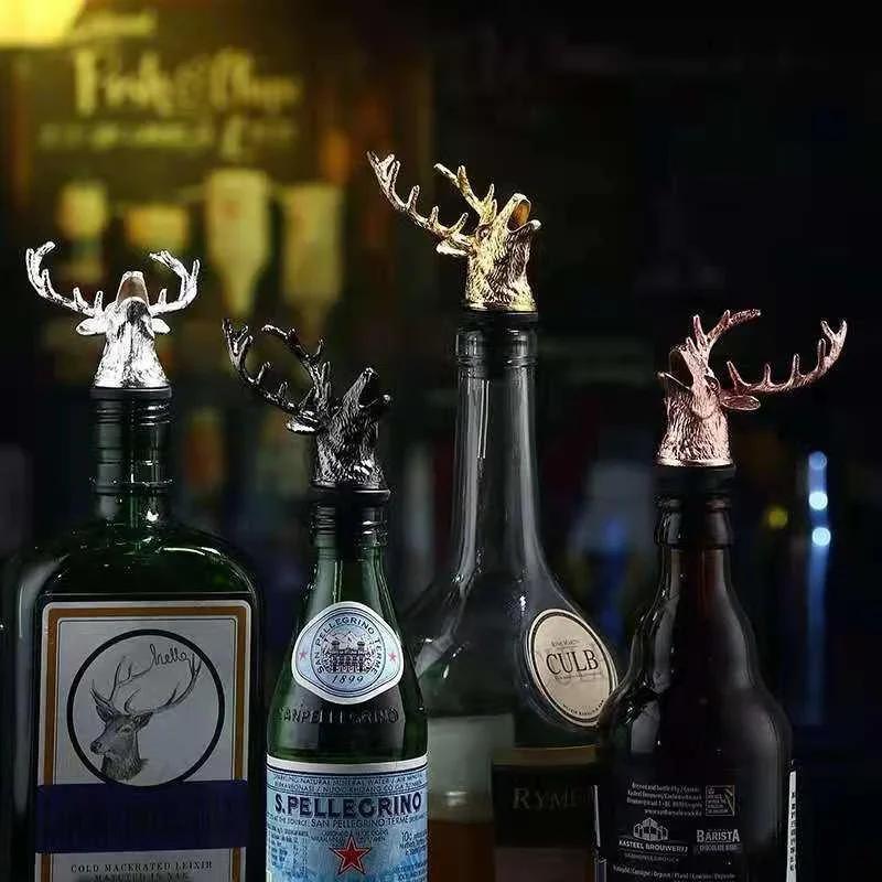 1Pcs Deer Head Pourer Detachable Oil Wine BottlePourer Cap Spout Stopper Mouth Dispenser Bartender Kitchen Tools Bar Accessories